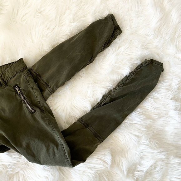 Zara  woman lyocel blend army green skinny pants - Picture 7 of 10